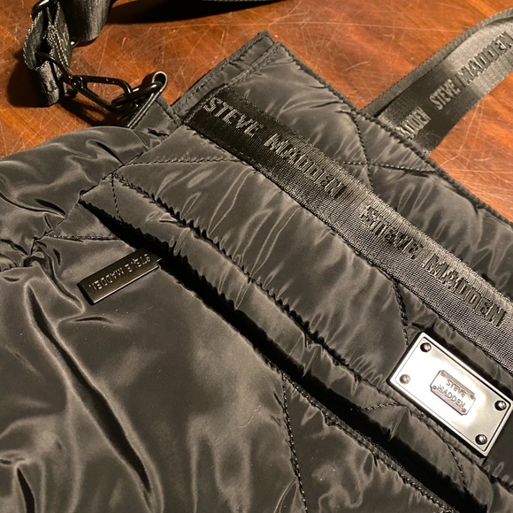 Steve Madden Quilted Black Duffel Bag - Picture 3 of 8